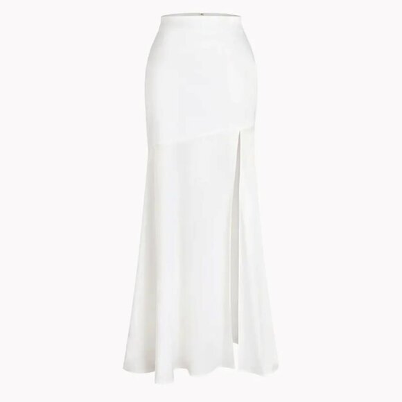 Commense Dresses & Skirts - Commence Satin Patchwork Split Maxi Skirt-White-XS-NWT